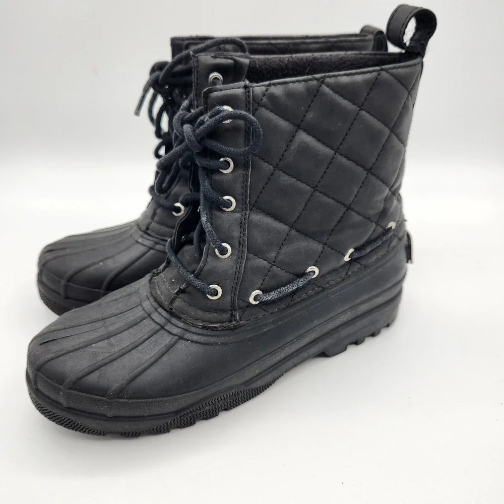 Sperry Top-Sider Saltwater Quilted‎ Duck Boots Black STS93572 Womens 7